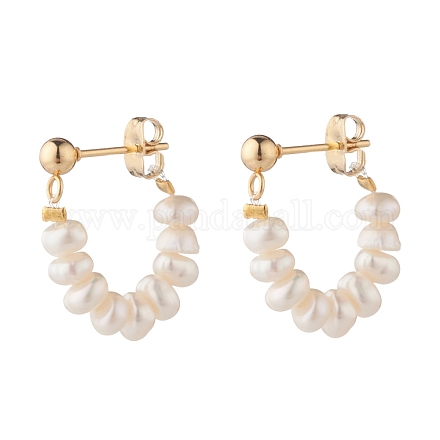 Orecchini pendenti per donna con anello di perle naturali e perline EJEW-TA00054-1