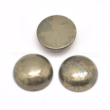 Un demi-rond cabochons de pyrite naturelles X-G-I125-09-12x4mm-1