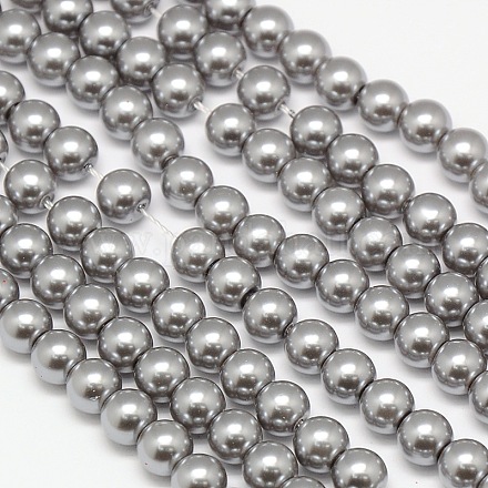 Hebras de cuentas redondas de perlas de vidrio teñidas ecológicas X-HY-A002-10mm-RB026-1