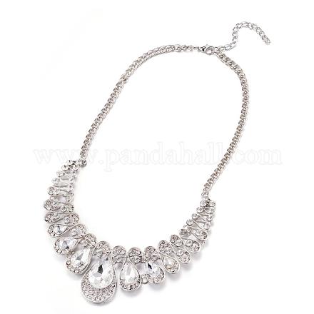 Fashion Women Jewelry Zinc Alloy Glass Rhinestone teardrop NJEW-BB15165-A-1