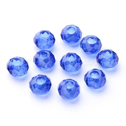Faceted Blue Transparent Glass Rondelle Beads X-GLAA-S102-2-1
