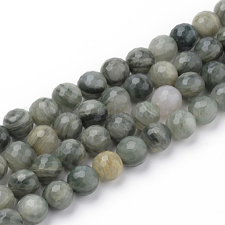 Chapelets de perles en jaspe verte naturelle de la ligne G-Q462-102-8mm-1