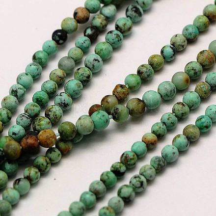 Brins de perles turquoises africaines naturelles (jaspe) G-A130-3mm-L03-1