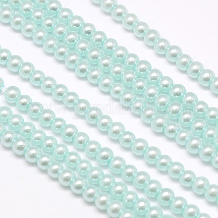 Hebras de cuentas redondas de perlas de vidrio teñidas ecológicas X-HY-A002-4mm-RB034-1