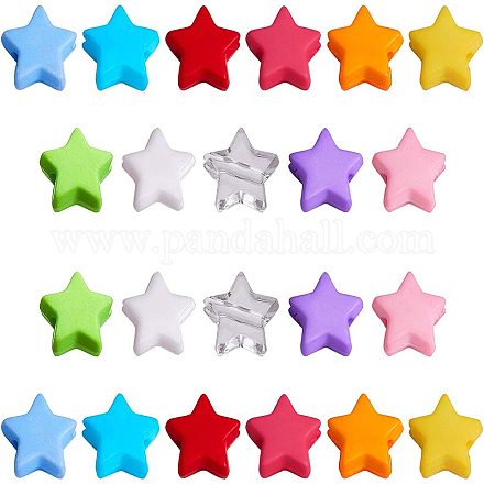 arricraft About 900~1000 Pcs 9.5mm Opaque Acrylic Star Beads with 0.5mm Hole for Bracelet Necklace Jewelry Making (11 Assorted Colors) SACR-NB0001-07-1