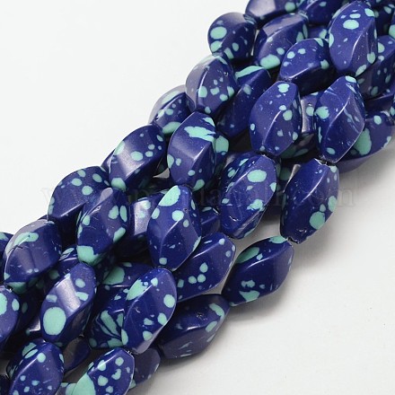 Dyed Synthetical Chrysocolla Twist Beads Strands G-P093-07-1