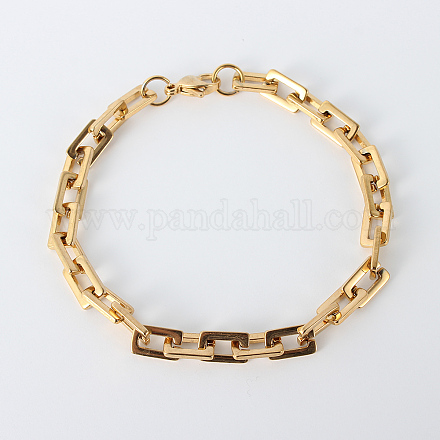 Placage ionique (ip) rectangle 201 bracelets chaîne en acier inoxydable BJEW-N240-06G-1
