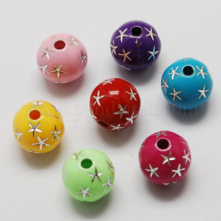 Mixed Plating Acrylic Beads X-PACR-S194-M-1