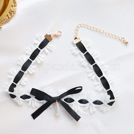 Cloth Bowknot Choker Necklaces PW-WG51548-07-1