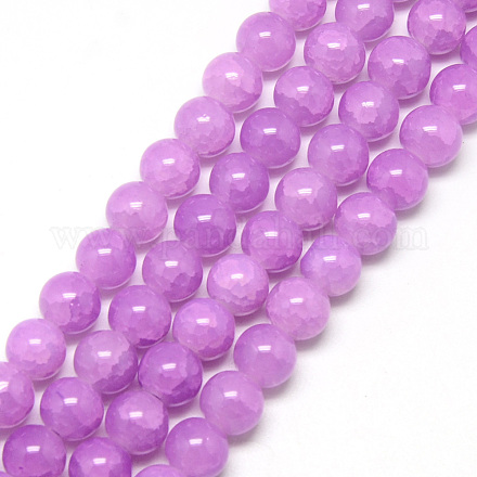 Chapelets de perles en verre craquelé peint X-DGLA-Q023-10mm-YS11-1