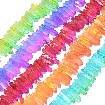Natural Dyed Quartz Pointed Beads Strands G-G791-12-1