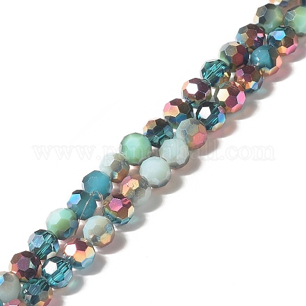 Transparent Electroplated Glass Beads Strands GLAA-G097-04C-1