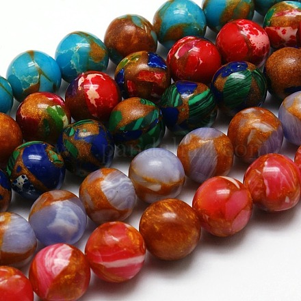 Round Synthetic Imperial Jasper Beads Strands G-I098-10mm-M-1