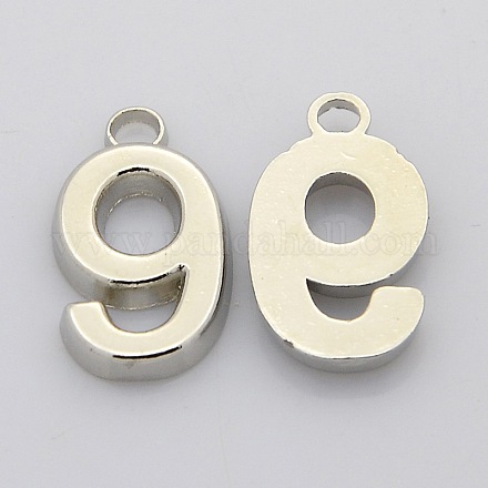 Rack Plated Zinc Alloy Number Charms PALLOY-A062-9P-NR-1