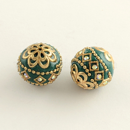 Round Handmade Rhinestone Indonesia Beads IPDL-Q036-19A-1