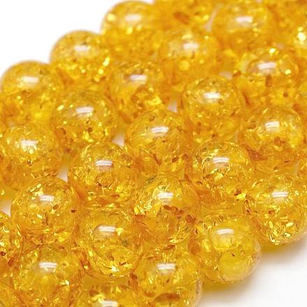 Buddhist Jewelry Beaded Findings Resin Imitation Amber Round Bead Strands X-RESI-L002-6mm-G011-1