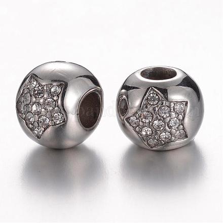 Perlas europeas de rhinestone de 304 acero inoxidable CPDL-D030-03-1
