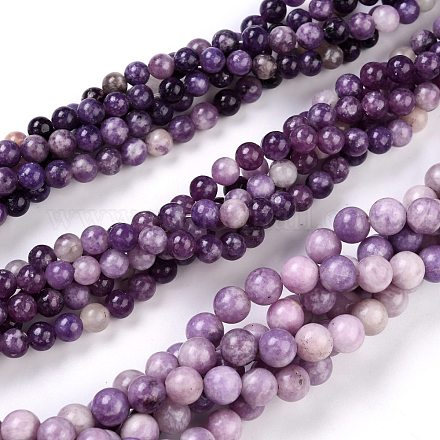 Fili di perle di pietra mica naturale di lepidolite / viola X-G-K415-6mm-1