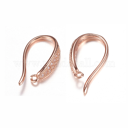 Brass Micro Pave Cubic Zirconia Earring Hooks ZIRC-A008-09RG-1