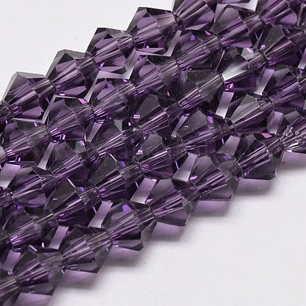 Chapelets de perles en verre bicone d'imitation de cristal autrichien GLAA-F029-3x3mm-04-1