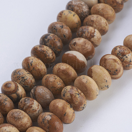 Chapelets de perles en jaspe avec images naturelles G-P354-04-8x5mm-1