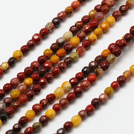 Natural Mookaite Faceted Round Beads Strands G-A129-2mm-19-1
