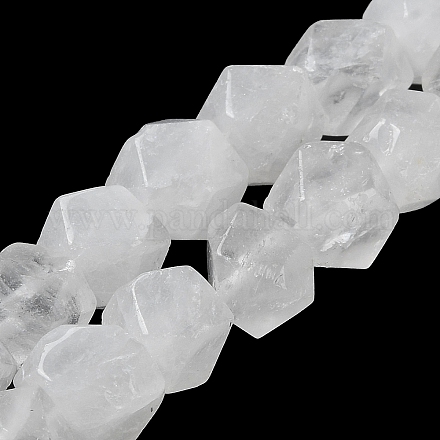 Brins de perles rondes coupées en étoile de cristal de quartz naturel G-M418-C18-01-1