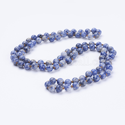 Natürliche blaue Punktjaspis-Perlenhalsketten NJEW-P202-36-A35-1