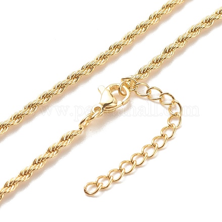 Collar de cadenas de cuerda torcida de latón para mujer NJEW-P265-15G-1