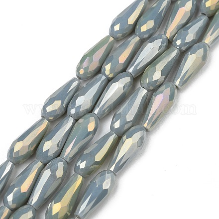 Electroplated Opaque Glass Beads Strands X-EGLA-L015-FR-B19-01-1