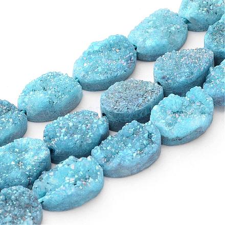 Electroplated Natural Quartz Crystal Beads Strands G-P150-12x16mm-09-1