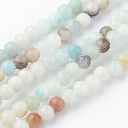 Brins de perles d'amazonite de fleurs naturelles G-G735-61-4mm-1