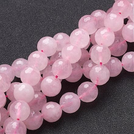 Granos naturales de abalorios de cuarzo rosa G-G099-F10mm-15-1