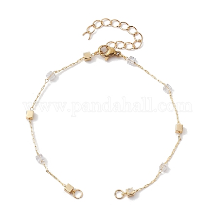 Handmade Cube Brass Link Chain Bracelet Making AJEW-JB01150-20-1