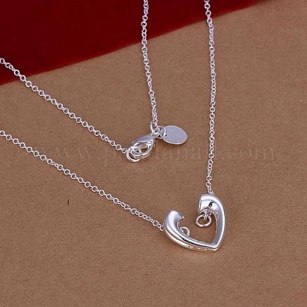 Trendy Silver Plated Brass Heart Pendant Necklaces For Women NJEW-BB12765-1