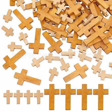 SUNNYCLUE 100Pcs 2 Styles Easter Wooden Crosses Bulk Wood Cross Charm Natural Wood Crosses Beads Cross Charms for Crafts Party Men Women DIY Bracelet Necklace Earrings Jewelry Making Accessories WOOD-SC0001-43-1