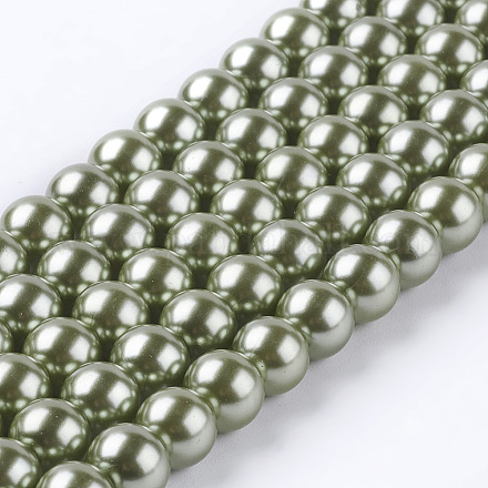 Eco-Friendly Dyed Glass Pearl Round Beads Strands HY-A002-8mm-RB115-1