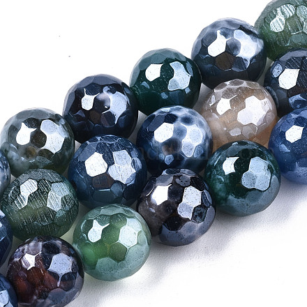 Galvanisieren natürliche Achat Perlen Stränge G-T131-55-19-1