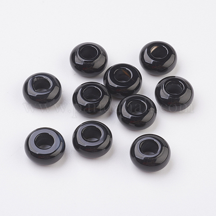 Agate noire naturelle mélangée au hasard et perles européennes en agate à bandes G-G740-12x6mm-12-1