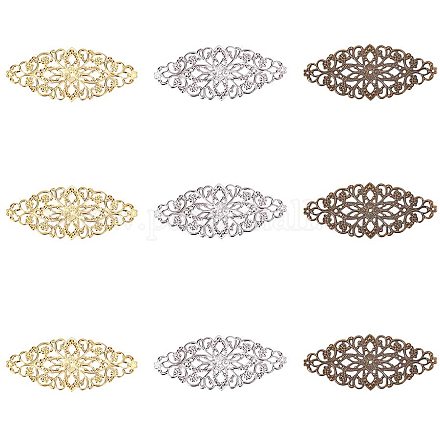 PandaHall Elite 60 pcs 3 Colors Tibetan Style Iron Oval Filigree Charm Pendant Link Connectors for Earring Necklace Jewelry DIY Craft Making IFIN-PH0024-01-1
