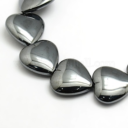 Grade AA Non-magnetic Synthetic Hematite Heart Beads Strands G-F161-17D-1
