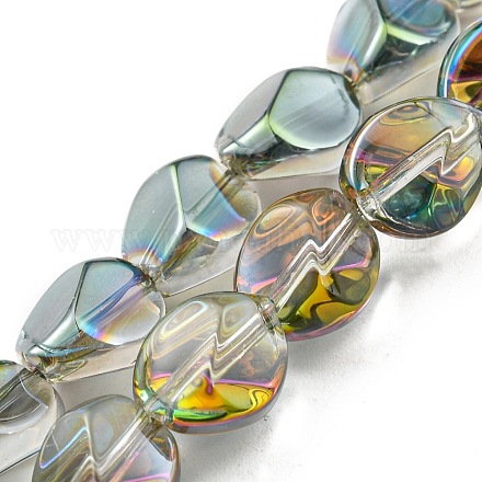 Fils de perles de verre transparentes plaquées demi-arc-en-ciel EGLA-G037-04A-HR02-1