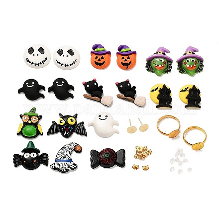 Kits de fabricación de aretes de anillo de dedo de diy de halloween DIY-SZ0008-91-1