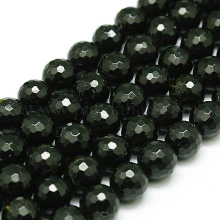 Naturali nera perle di tormalina fili G-C073-8mm-2-1