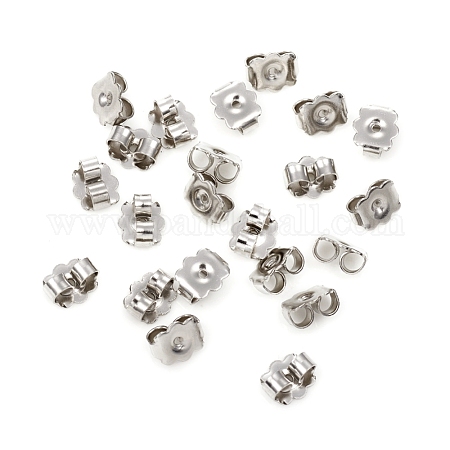 304 Stainless Steel Ear Nuts, Friction Earring Backs for Stud Earrings,  Stainless Steel Color, 5x4x2.5mm, Hole: 1mm