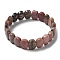 Natural Rhodonite Beaded Stretch Bracelet, Gemstone Jewelry for Women, Oval, Inner Diameter: 2-1/8 inch(5.4~5.5cm)