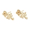 Brass Stud Earring Findings, with Vertical Loops, Flower, Real 18K Gold Plated, 20x11.5mm, Hole: 1.2mm