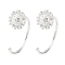 999 Fine Silver Pull Through Earrings, Silver, Flower, 13x5mm