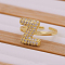 Brass Micro Pave Clear Cubic Zirconia Initial Cuff Rings, Golden, Letter Z, Inner Diameter: Adjustable