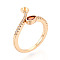 Teardrop Brass Micro Pave Cubic Zirconia Cup Peg Ring Settings, Adjustable Ring Settings for Half Drilled Beads, Real 18K Gold Plated, Pin: 0.9mm, 9~11.2mm, Inner Diameter: 15.2~16.8mm